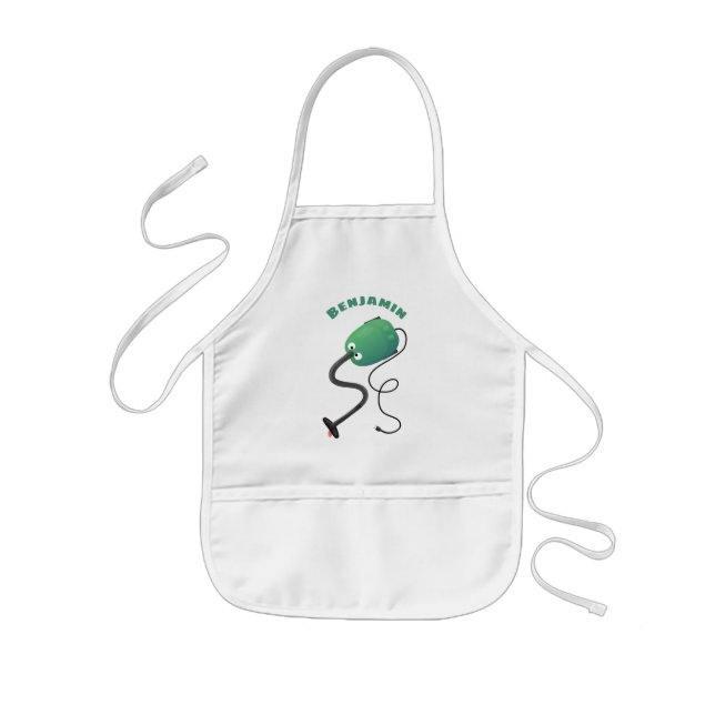 Cute vacuum cleaner cartoon humour kids apron (Front)