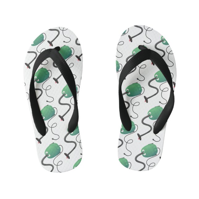 Cute vacuum cleaner cartoon humour kid's flip flops (Footbed)