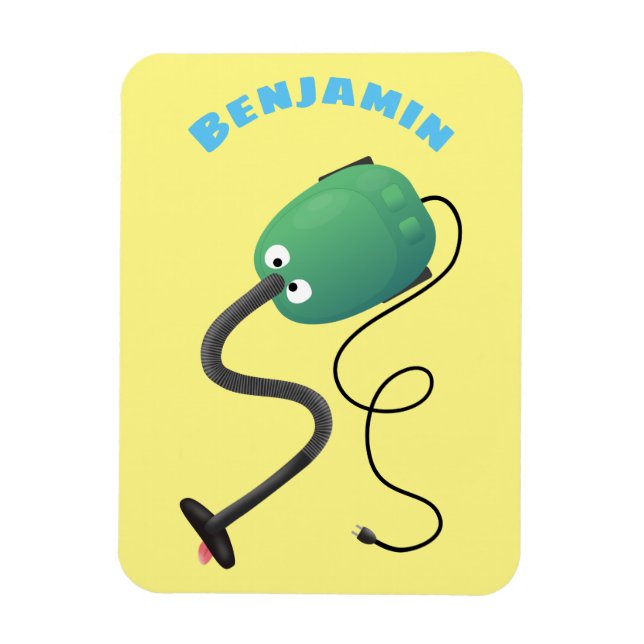 Cute vacuum cleaner cartoon humour magnet (Vertical)