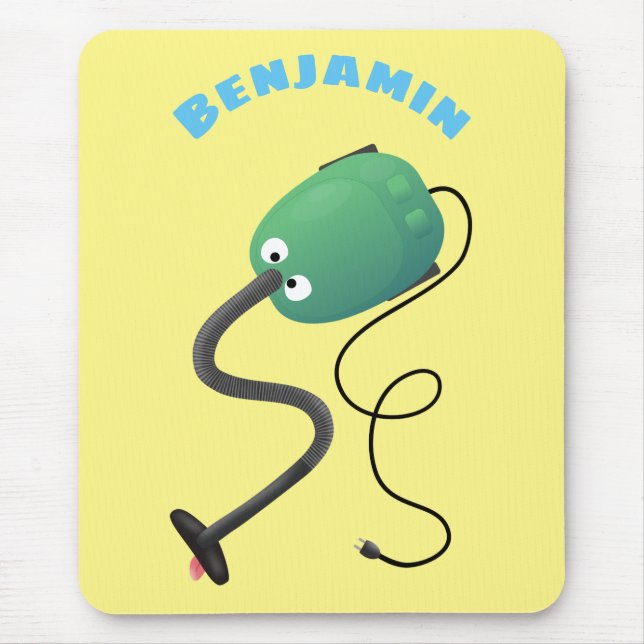 Cute vacuum cleaner cartoon humour mouse mat (Front)