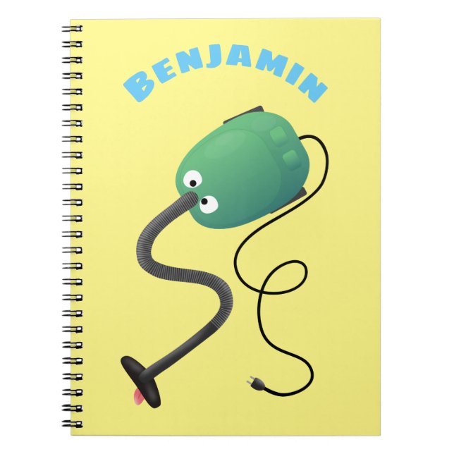 Cute vacuum cleaner cartoon humour notebook (Front)