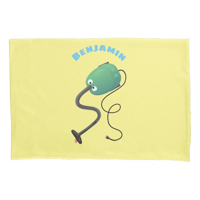 Cute vacuum cleaner cartoon humour pillowcase (Front)