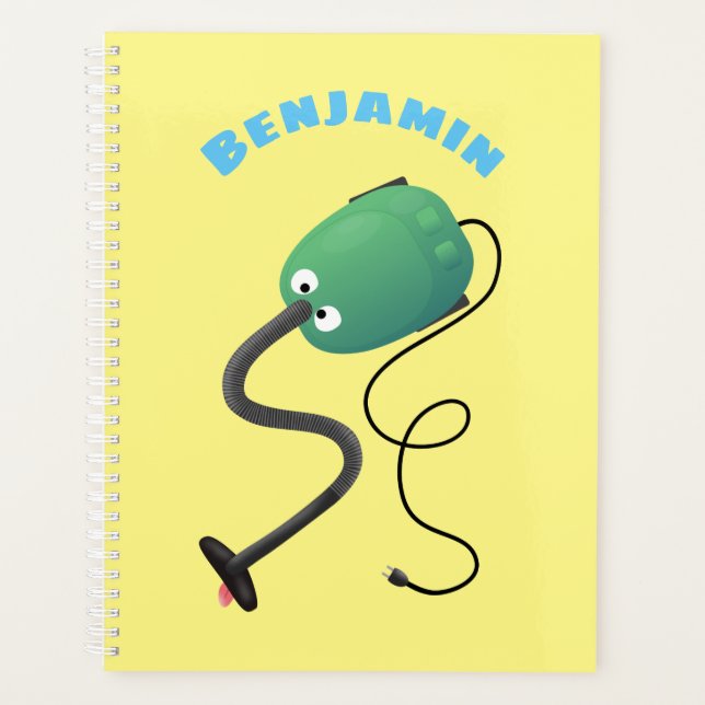 Cute vacuum cleaner cartoon humour planner (Front)