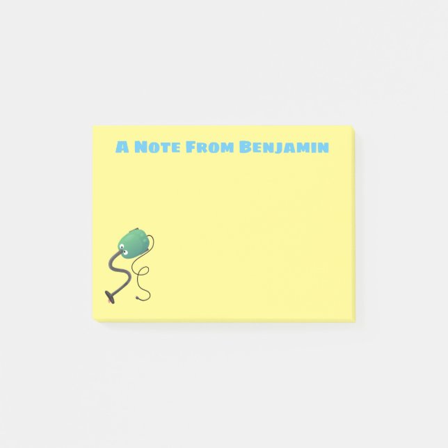 Cute vacuum cleaner cartoon humour post-it notes (Front)