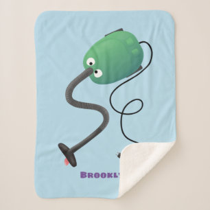 Cute vacuum cleaner cartoon humour  sherpa blanket