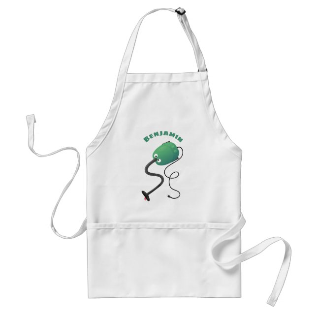 Cute vacuum cleaner cartoon humour standard apron (Front)