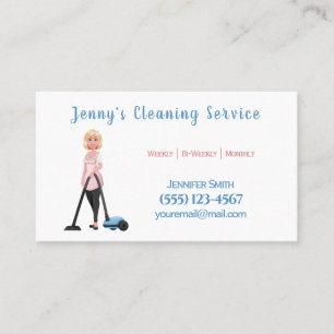 Cute Vacuum House Cleaning Maid Service Business Card