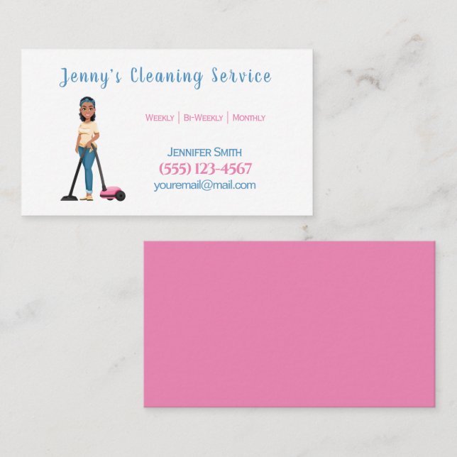 Cute Vacuum House Cleaning Maid Service Business Card (Front/Back)