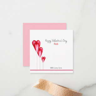 Cute Valentine Art Personalised Flat Note Card