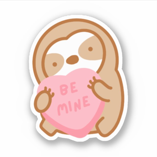 Cute Valentine Be Mine Candy Heart Sloth (Front)