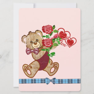 Cute Valentine Bear Holiday Card