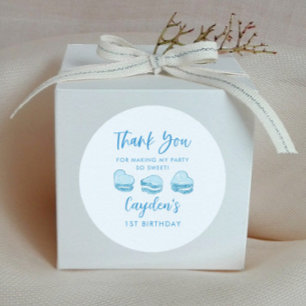 Cute Valentine Blue Heart Birthday Party Favour Classic Round Sticker