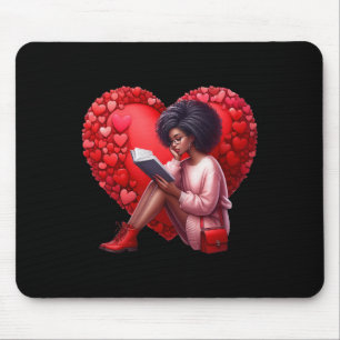 Cute Valentine Book Girl With Heart Reading Woman Mouse Mat