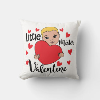 Cute Valentine Boy Holding Heart Gift Art for Kids Cushion
