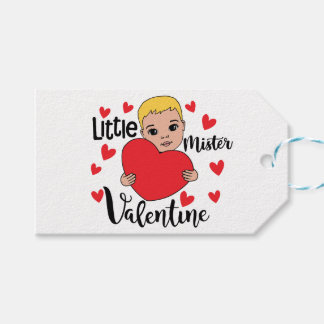 Cute Valentine Boy Holding Heart Gift Art for Kids Gift Tags
