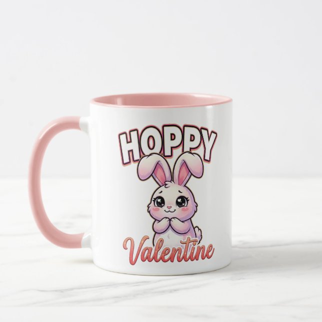 Cute Valentine Bunny – Hoppy Valentine Mug (Left)