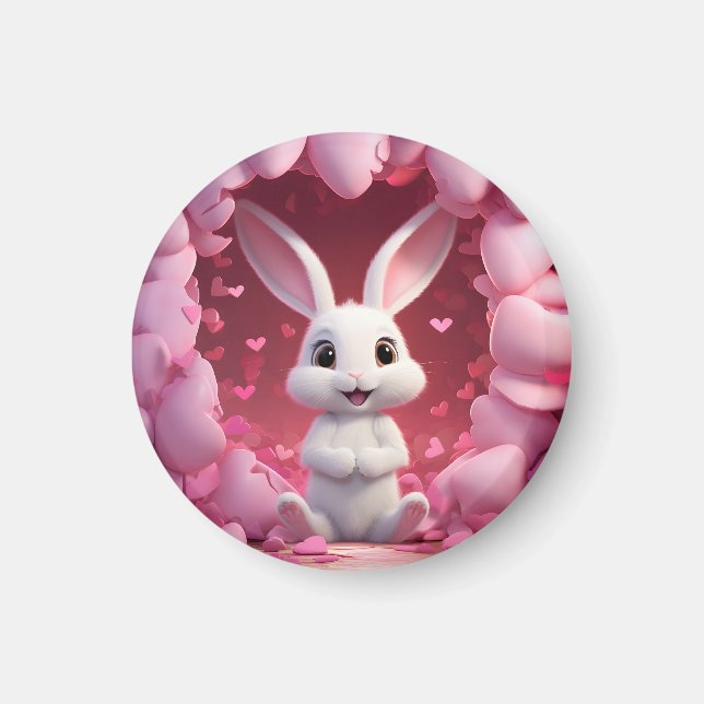 Cute Valentine Bunny Magnet  (Front)