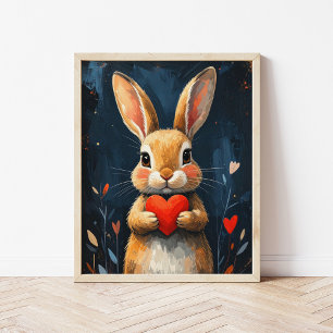 Cute Valentine Bunny Modern Art Poster