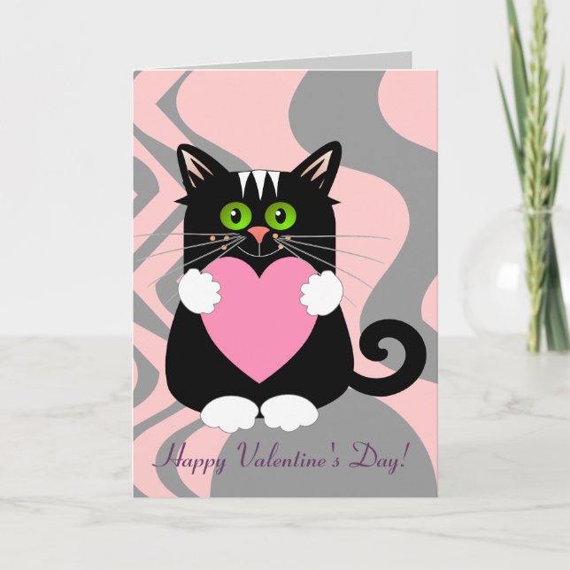 Cute valentine card with cat (Front)