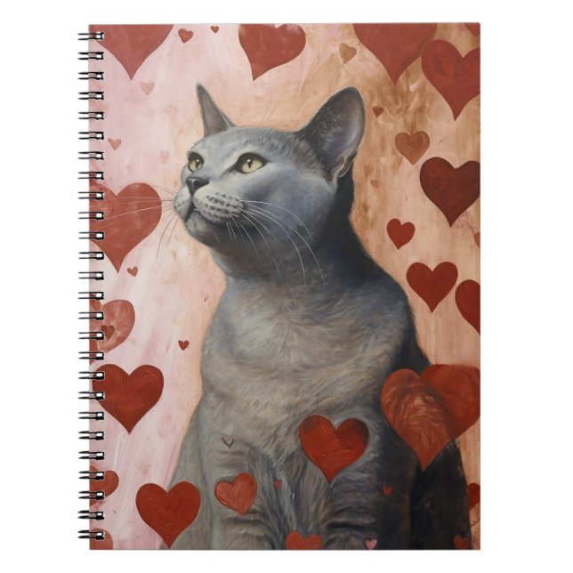 Cute Valentine Cat Notebook (Front)