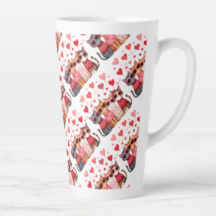Cute Valentine Cats in Heart Sunglasses Latte Mug