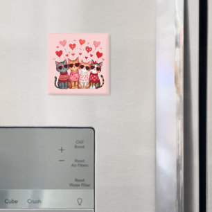 Cute Valentine Cats in Heart Sunglasses Magnet