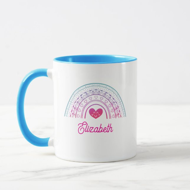Cute Valentine Colorful Boho Rainbow Mug (Left)