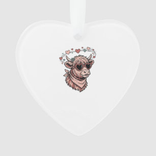 Cute Valentine Cow Vintage Engraving Heart Glasses Ornament