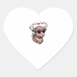 Cute Valentine Cow Vintage Engraving Heart Glasses Sticker