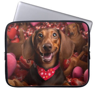 CUTE VALENTINE DACHSHUND DOG LAPTOP SLEEVE