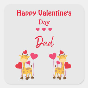 Cute Valentine Dad with giraffes Square Sticker
