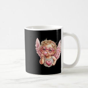 Cute Valentine Day Cute Blowing Bubble Cupid With Coffee Mug