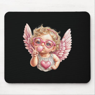 Cute Valentine Day Cute Blowing Bubble Cupid With Mouse Mat
