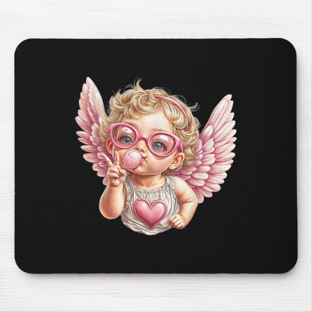 Cute Valentine Day Cute Blowing Bubble Cupid With  Mouse Mat (Front)