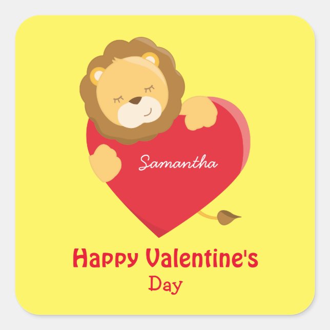 Cute Valentine Day for Her Yellow Square Sticker (Front)