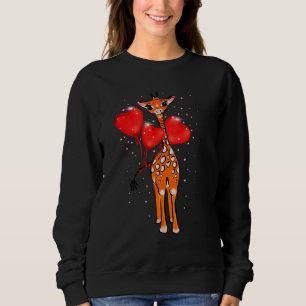 Cute Valentine day giraffe heart balloons Sweatshirt