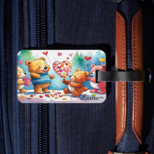 Cute Valentine Day Teddy Bear Heart Candies  Luggage Tag