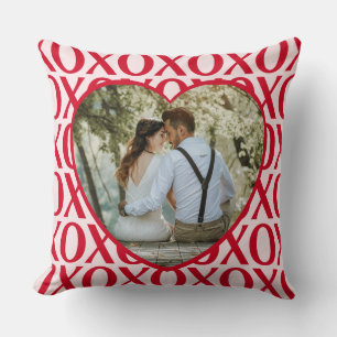 Cute Valentine Day XOXO Photo Red And Pink Cushion