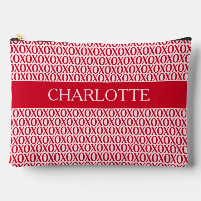 Cute Valentine Day XOXO Red And Pink Accessory Pouch (Front)