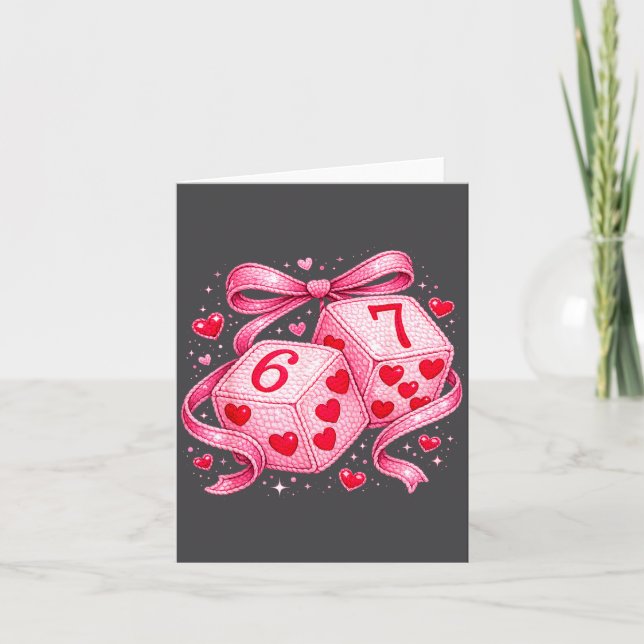 Cute Valentine Dice 6 7 Plush Hearts Nk Aesthetic  Card (Front)