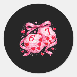 Cute Valentine Dice 6 7 Plush Hearts Nk Aesthetic  Classic Round Sticker