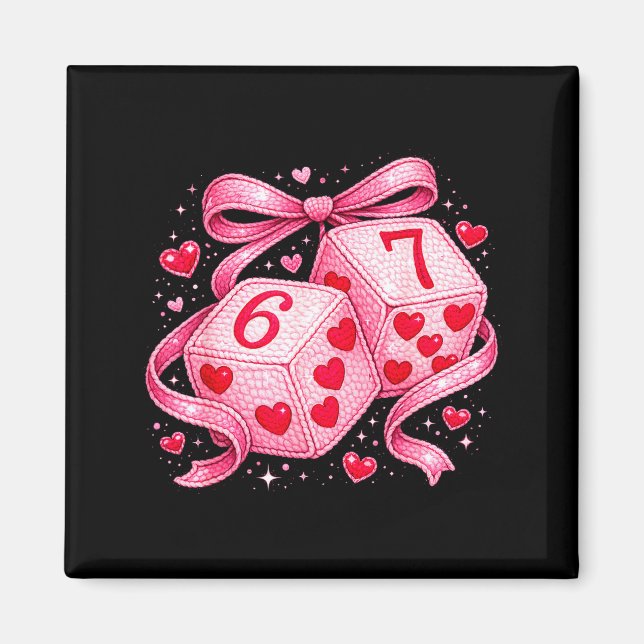 Cute Valentine Dice 6 7 Plush Hearts Nk Aesthetic  Magnet (Front)