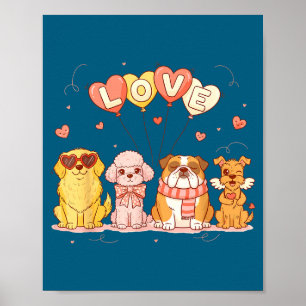 Cute valentine dogs love balloons valentine's day poster