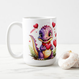 Cute Valentine Dragon Adorable Lovethemed Dragon Coffee Mug