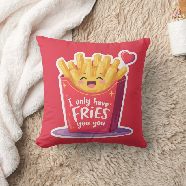 Cute Valentine French Fries Pun Cushion (Blanket)