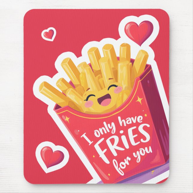 Cute Valentine French Fries Pun Mouse Mat (Front)