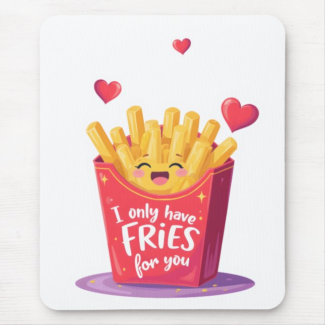 Cute Valentine French Fries Pun Mouse Mat (Front)