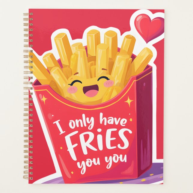 Cute Valentine French Fries Pun Planner (Front)