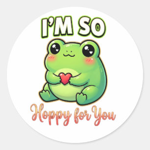 Cute Valentine Frog – I’m So Hoppy for You Classic Round Sticker