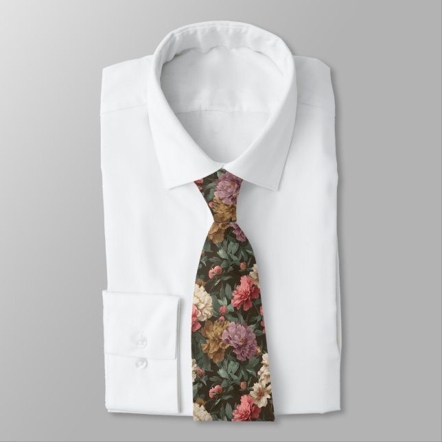 Cute Valentine Gifts For Husband Peonies Flower Tie (Tied)